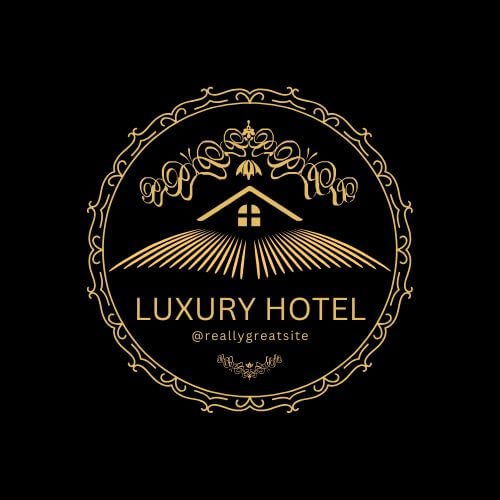 Black and Gold Vintage Luxury Hotel Logo