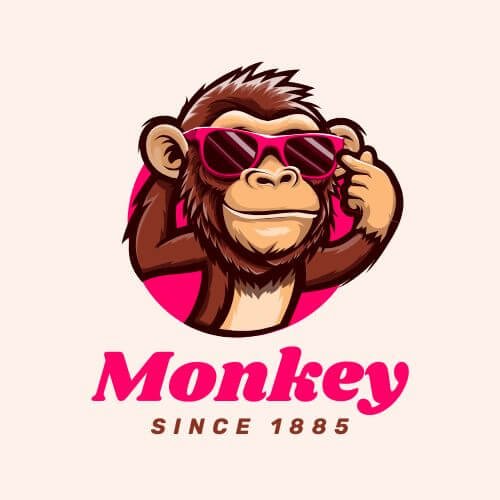 Brown and Pink Illustrative Monkey Gaming Logo