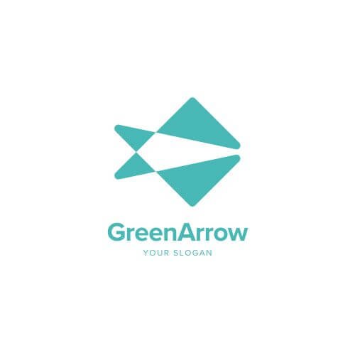Green & White Geometric Abstract Arrow Logo