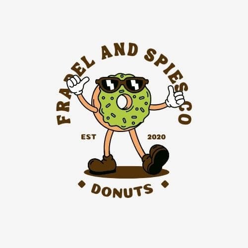 Green and Brown Retro Donuts Mascot Logo