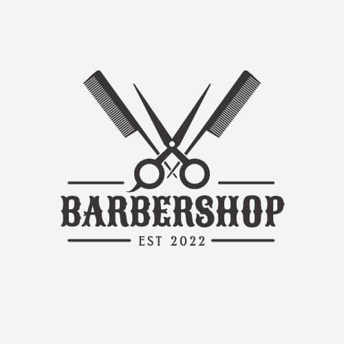 Grey Vintage Barbershop Logo